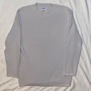 zara grey oversized ribbed sweater